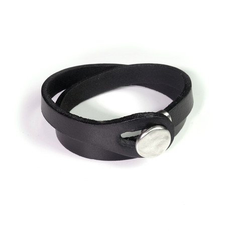 Touch Collection // Wrap Cowhide Bracelet // Black + Silver (8")