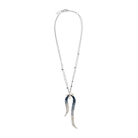 Stefan Hafner 18k White Gold Diamond + Blue Sapphire Necklace