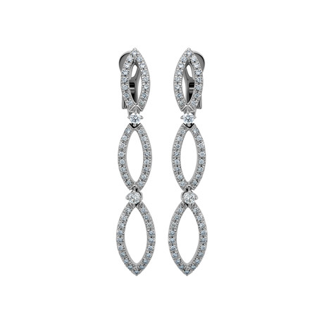 Stefan Hafner 18k White Gold Diamond Triple Link Earrings