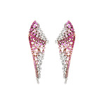 Stefan Hafner 18k White Gold Diamond + Pink Sapphire Earrings