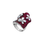 Stefan Hafner 18k White Gold Diamond + Ruby Ring // Ring Size: 6.5