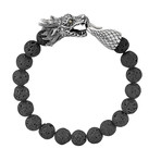 Sterling Silver + Lava Beads Dragon Bracelet