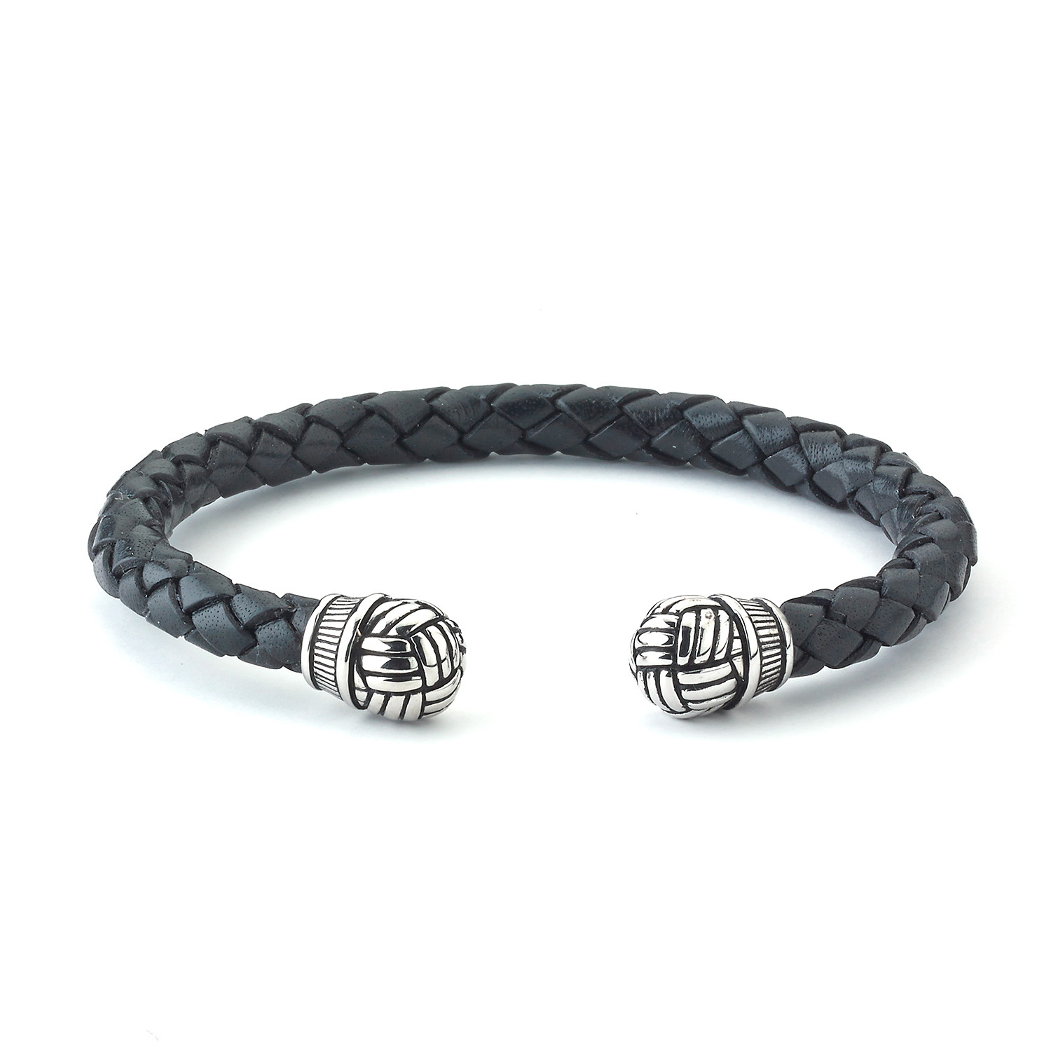 Sterling Silver + Leather Woven Bangle - Samuel B. - Touch of Modern