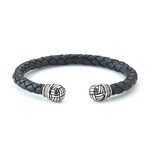 Sterling Silver + Leather Woven Bangle