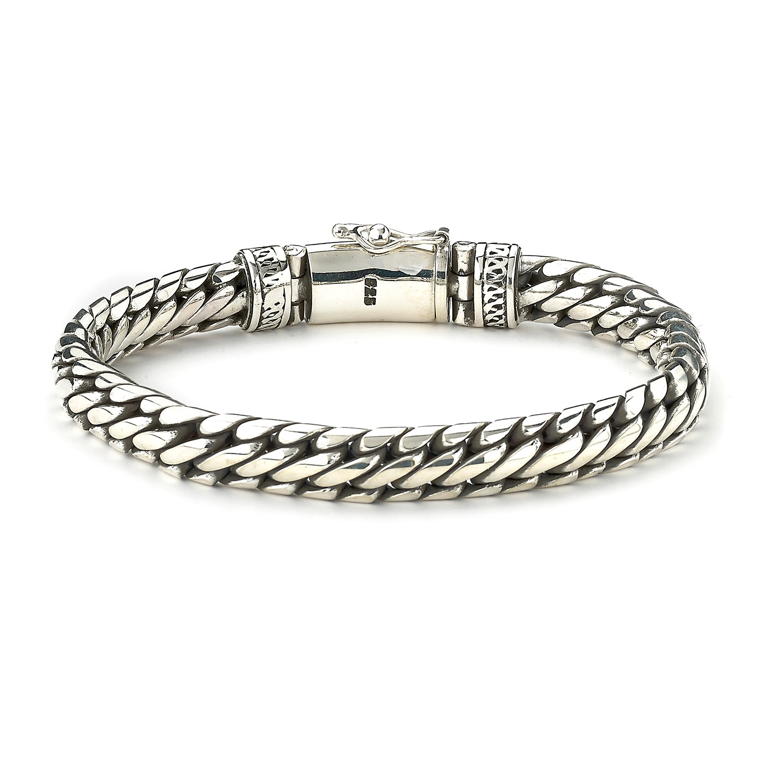 Sterling Silver Woven Chain Bracelet // 10mm (8