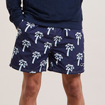 Pulco Palm Print Swim Shorts // Navy (M)