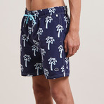 Pulco Palm Print Swim Shorts // Navy (M)