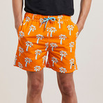 Pulco Palm Print Swim Shorts // Burnt Orange (S)