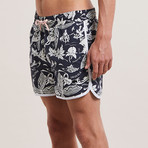 Aloha Hawaiian Printed Swim Shorts // Black (XL)