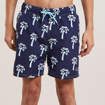Pulco Palm Print Swim Shorts // Navy (M)