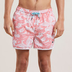 Aloha Hawaiian Printed Swim Shorts // Coral (L)