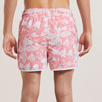 Aloha Hawaiian Printed Swim Shorts // Coral (L)