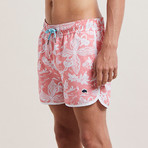 Aloha Hawaiian Printed Swim Shorts // Coral (L)