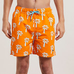Pulco Palm Print Swim Shorts // Burnt Orange (S)