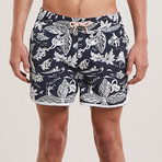 Aloha Hawaiian Printed Swim Shorts // Black (XL)