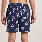 Pulco Palm Print Swim Shorts // Navy (M)