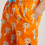 Pulco Palm Print Swim Shorts // Burnt Orange (S)