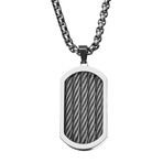 Stainless Steel Three Cable Polished Pendant + 24" Chain