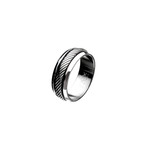 Polished Casted Inlayed Ring // Silver // Silver (Size: 9)