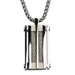 Steel Chunky Cable Polished Pendant + 24" Chain
