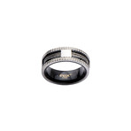 Cable Ring // Black + Silver (Size: 12)