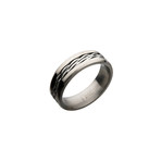Steel Twist Cable Inlay Ring // Silver (Size: 9)
