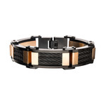 Plated 3-Layer XL Chunky Cable Link Bracelet // Black + Rose Gold