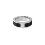 Stainless Steel PVD Cable Inlay Ring // Black (Size 9)