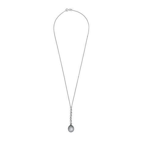 Assael 18k White Gold Diamond + Tahitian Pearl Necklace