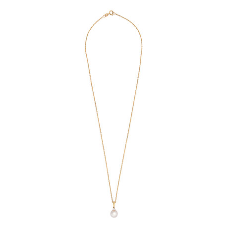 Assael 18k Yellow Gold Diamond + Japanese Akoya Pearl Necklace