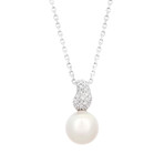 Assael 18k White Gold Diamond + Japanese Akoya Pearl Pendant Necklace I