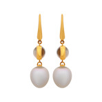 Assael 18k Yellow Gold Moonstone + South Sea Pearl Earrings I