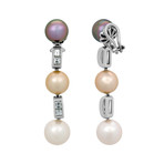 Assael 18k White Gold Diamond + Freshwater Pearl + Golden South Sea Pearl + Tahitian Pearl Earrings