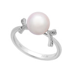 Assael 18k White Gold Diamond + Japanese Akoya Pearl Ring II // Ring Size: 6