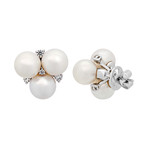 Assael 18k White Gold Diamond + Japanese Akoya Pearl Earrings VI