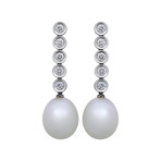 Assael 18k White Gold Diamond + South Sea Pearl Earrings XII