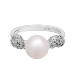 Assael 18k White Gold Diamond + Japanese Akoya Pearl Ring I // Ring Size: 6