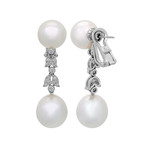 Assael 18k White Gold Diamond + South Sea Pearl Earrings III