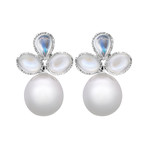 Assael 18k White Gold Moonstone + South Sea Pearl Earrings