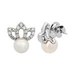 Assael 18k White Gold Diamond + Japanese Akoya Pearl Earrings V