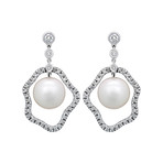 Assael 18k White Gold Diamond + South Sea Pearl Earrings X