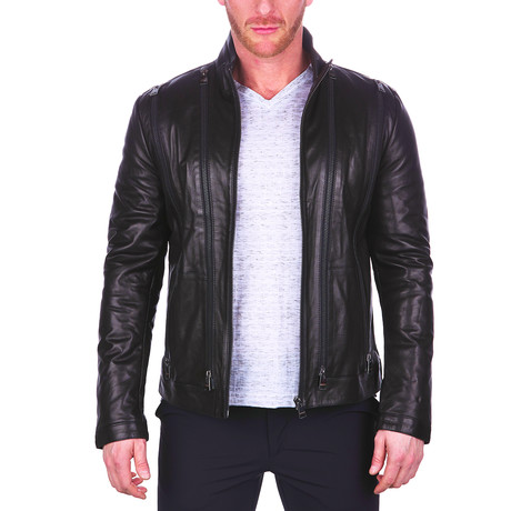 Multi-Zip Leather Jacket // Black (2XL)