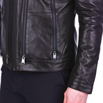 Multi-Zip Leather Jacket // Black (XL)