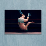 Wrestler Falling Back Onto Wrestling Ring (16"W x 20"H x 1"D)
