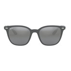Men's Square Sunglasses // Matte Dark Gray + Gray Mirror + Silver Gradient