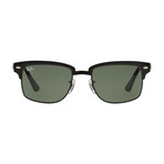 Men's Clubmaster Square Sunglasses // Glossy Black + Green