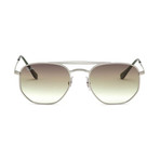 Men's Square "Geometric" Aviator Sunglasses // Silver + Green Gradient
