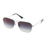 Men's Square Sunglasses // Silver + Gray Gradient