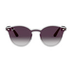 Men's Blaze Round Sunglasses // Transparent Black + Gray Gradient Mirror + Red