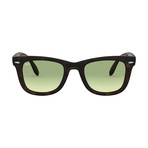 Men's Wayfarer Folding Sunglasses // Havana + Green Gradient